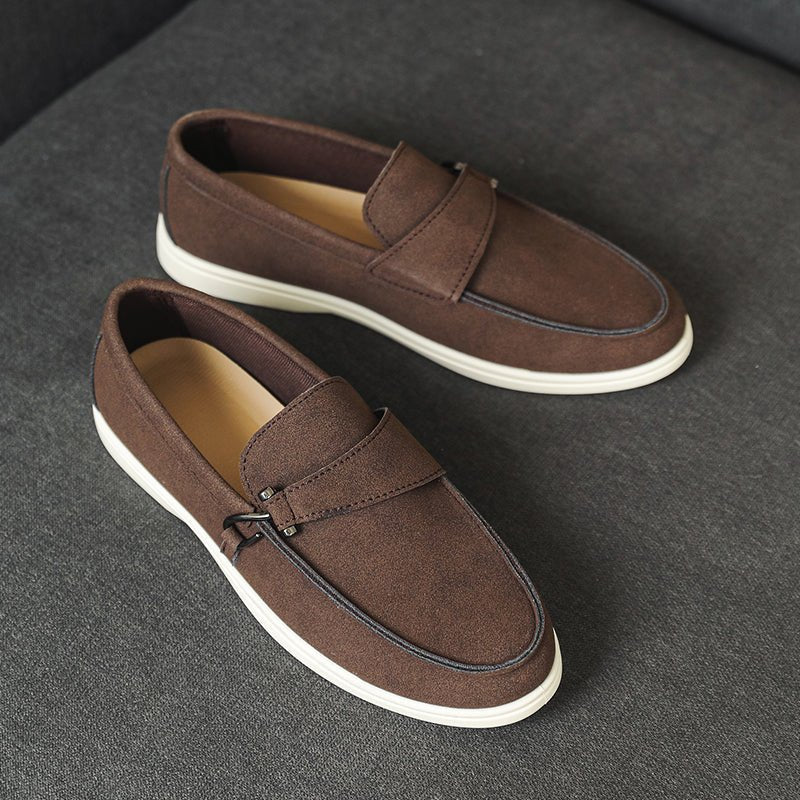 Seabrook Suede Slip-On Loafers with Cushioned Insole and Hook-Detail Strap - The Southern AtelierSKU_1791064156722_897