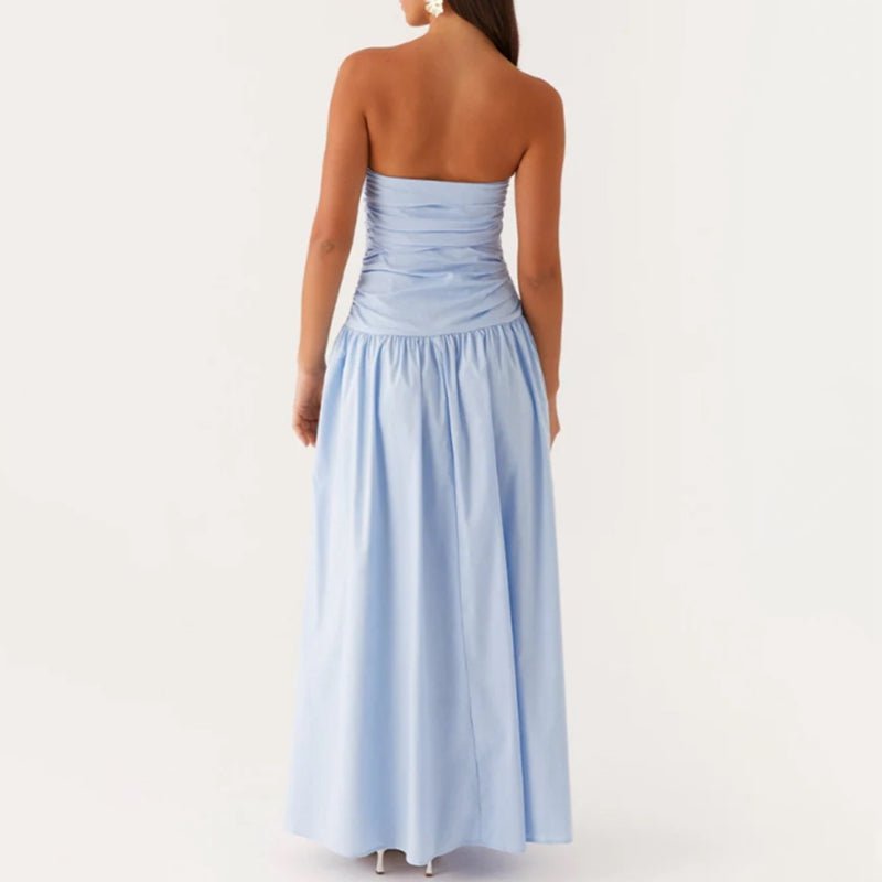 Selene Strapless Maxi Dress in Lightweight Breathable Polyester with Non-Slip Bodice and Ruched Detail for Warm Weather - The Southern AtelierSKU_1791062678156_377