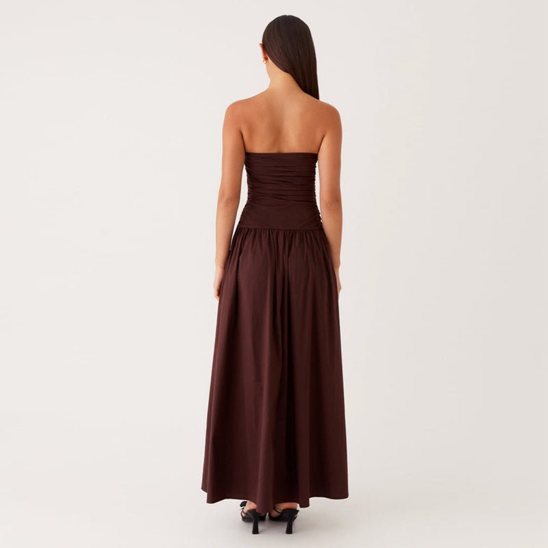 Selene Strapless Maxi Dress in Lightweight Breathable Polyester with Non-Slip Bodice and Ruched Detail for Warm Weather - The Southern AtelierSKU_1791062678156_441