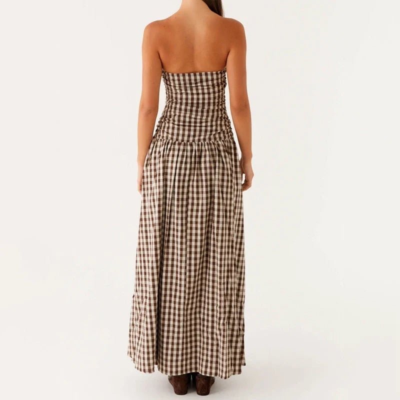 Selene Strapless Maxi Dress in Lightweight Breathable Polyester with Non-Slip Bodice and Ruched Detail for Warm Weather - The Southern AtelierSKU_1791062678156_511