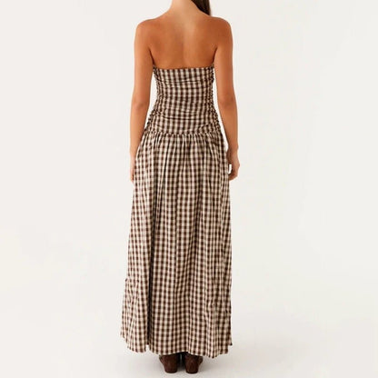 Selene Strapless Maxi Dress in Lightweight Breathable Polyester with Non-Slip Bodice and Ruched Detail for Warm Weather - The Southern AtelierSKU_1791062678156_511