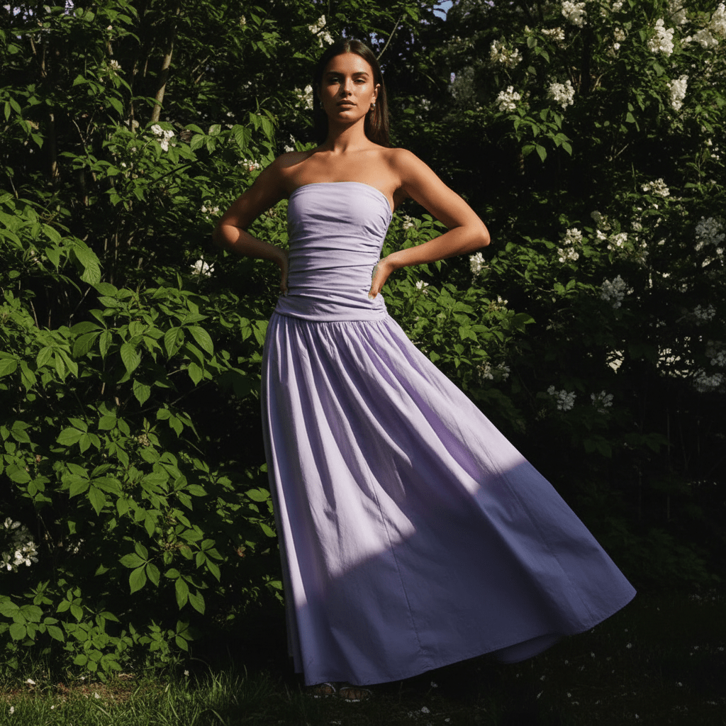 Selene Strapless Maxi Dress in Lightweight Breathable Polyester with Non-Slip Bodice and Ruched Detail for Warm Weather - The Southern AtelierSKU_1791062678156_549