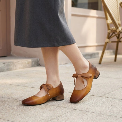 Sloane Mary Jane Heels in Genuine Leather with Square Toe and Low Block Heel for Work and Everyday Wear - The Southern AtelierSKU_1791063823828_152