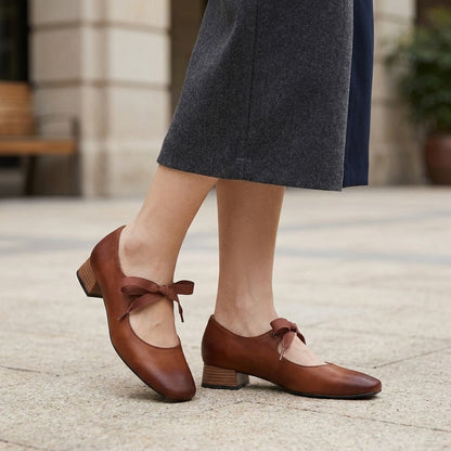 Sloane Mary Jane Heels in Genuine Leather with Square Toe and Low Block Heel for Work and Everyday Wear - The Southern AtelierSKU_1791063823828_437