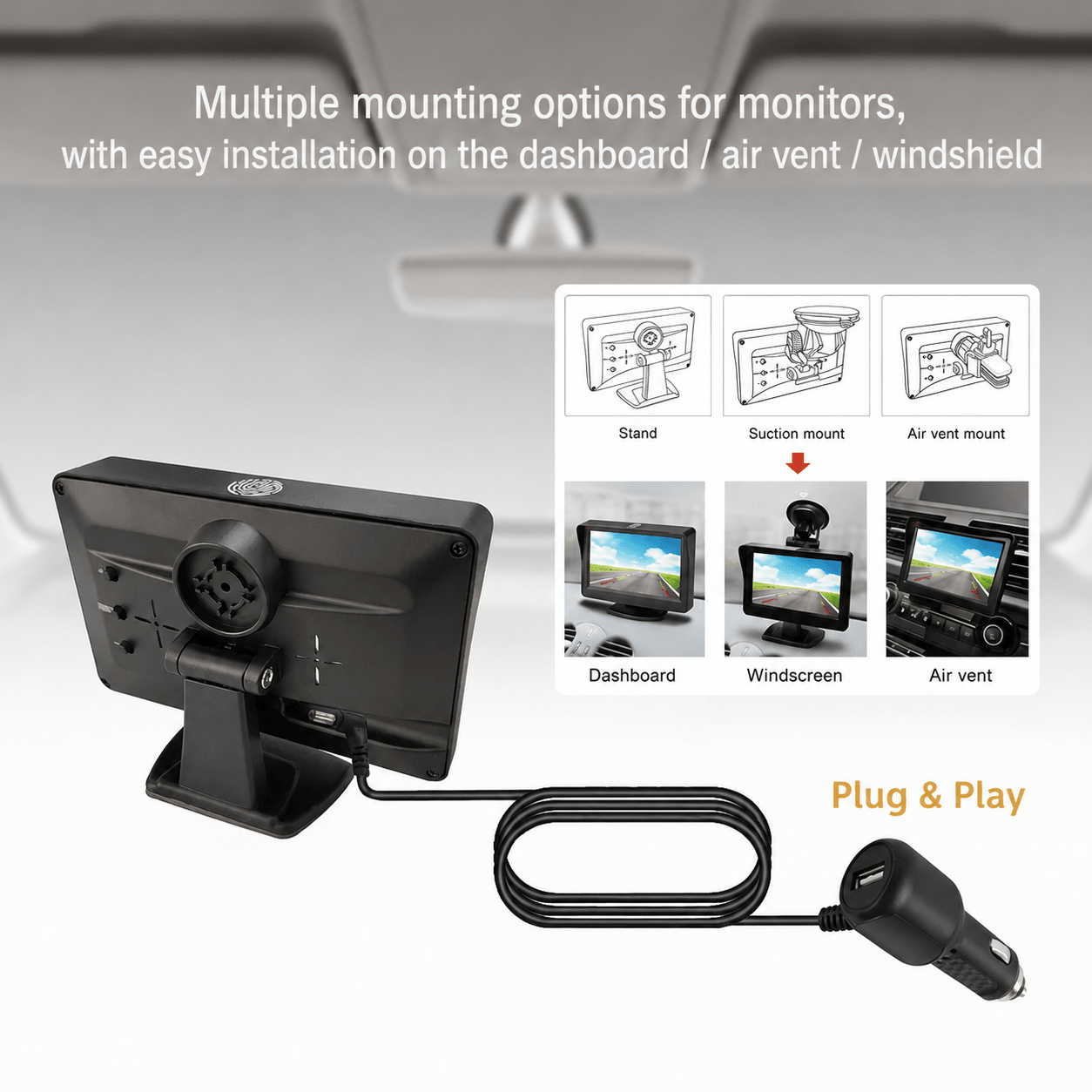 Solar Wireless Reversing Camera with 4.3-inch Monitor, 1080p HD, Night Vision, IP67 Waterproof - The Southern AtelierSKU_1786566004819_834