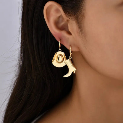 Sonora Cowgirl Boot and Hat Earrings in Tarnish-Resistant Gold Stainless Steel - The Southern AtelierSKU_1791064379884_864