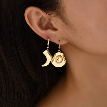 Sonora Cowgirl Boot and Hat Earrings in Tarnish-Resistant Gold Stainless Steel - The Southern AtelierSKU_1791064379884_864