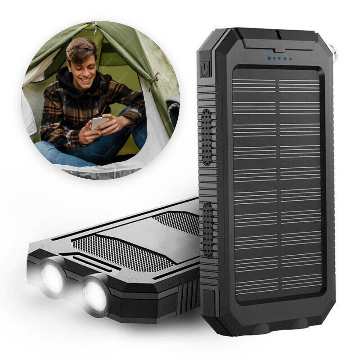 The Southern Atelier - 20000mAh Solar Power Bank Water-Resistant with Dual USB and LED Flashlight for Outdoor Use - The Southern AtelierSKU_1786566396143_87