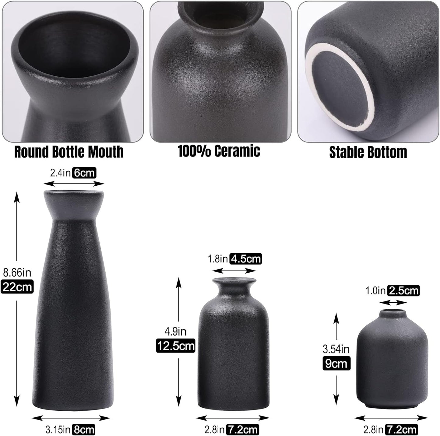 The Southern Atelier – 3 - Piece Ceramic Vase Set - The Southern AtelierSKU_1757600764465_939