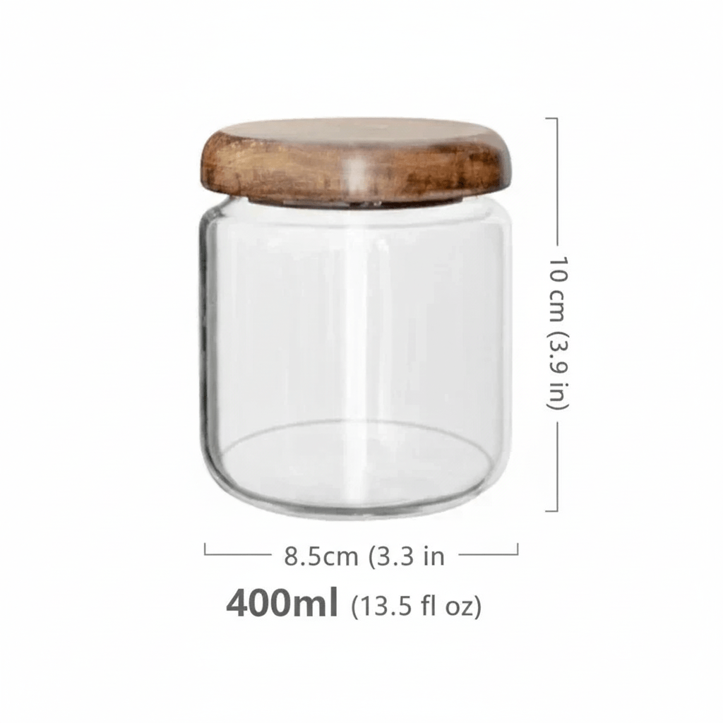 The Southern Atelier - Acacia Wood Lid Glass Jar - The Southern AtelierSKU_1762349641531_409