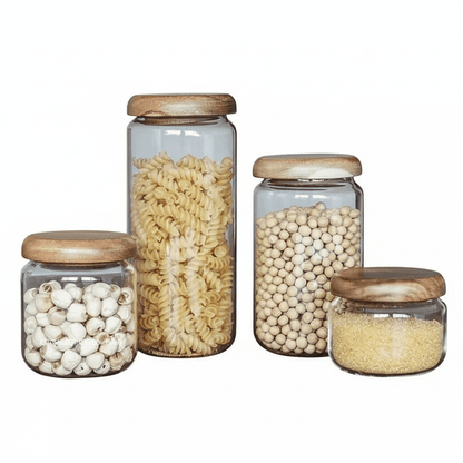 The Southern Atelier - Acacia Wood Lid Glass Jar - The Southern AtelierSKU_1762349641531_503