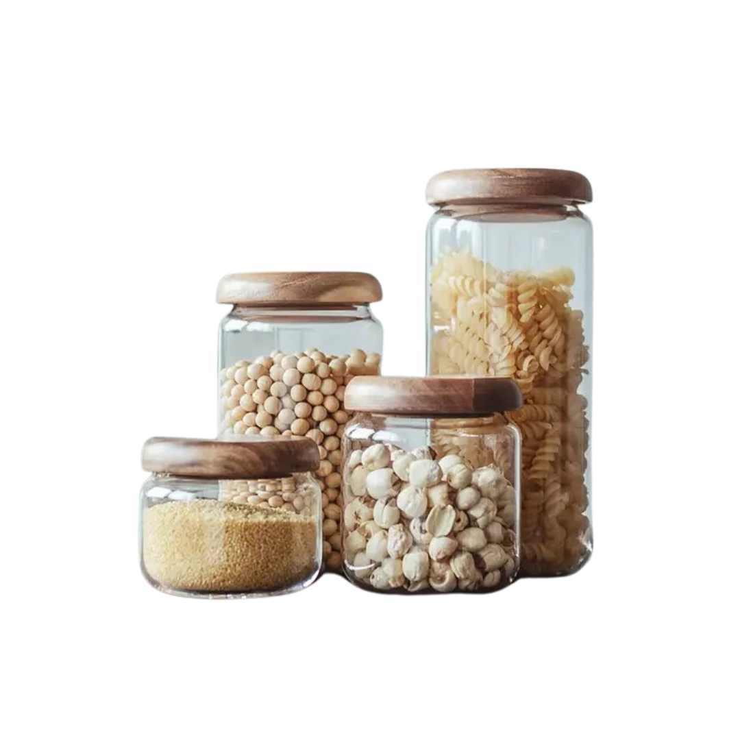The Southern Atelier - Acacia Wood Lid Glass Jar - The Southern AtelierSKU_1762349641531_503