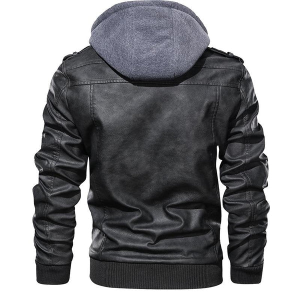 The Southern Atelier - Anarchy PU Leather Jacket with Removable Hood and Asymmetric Zip for Everyday Wear - The Southern AtelierSKU_1778870124298_503