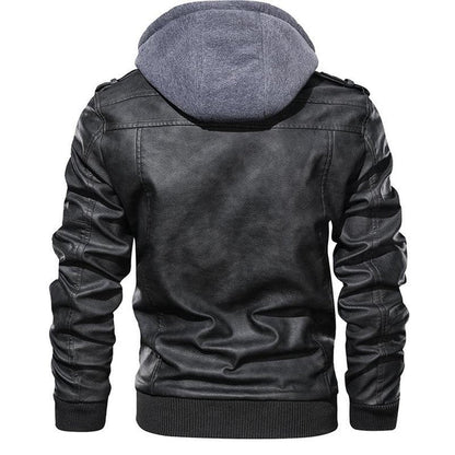 The Southern Atelier - Anarchy PU Leather Jacket with Removable Hood and Asymmetric Zip for Everyday Wear - The Southern AtelierSKU_1778870124298_503