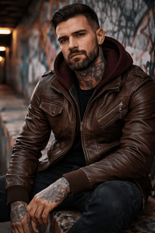 The Southern Atelier - Anarchy PU Leather Jacket with Removable Hood and Asymmetric Zip for Everyday Wear - The Southern AtelierSKU_1778870124298_503