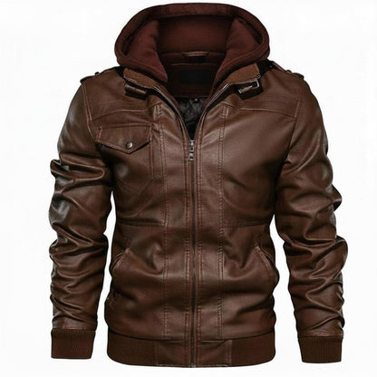 The Southern Atelier - Anarchy PU Leather Jacket with Removable Hood and Asymmetric Zip for Everyday Wear - The Southern AtelierSKU_1778870124298_503