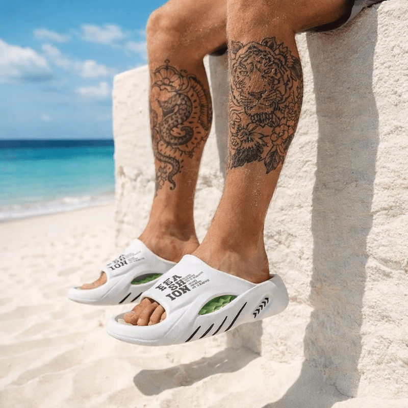 The Southern Atelier - Aztec Orthopaedic Massage Slides with Anti-Slip Recycled Sole for All-Day Comfort - The Southern AtelierSKU_1784316902592_609