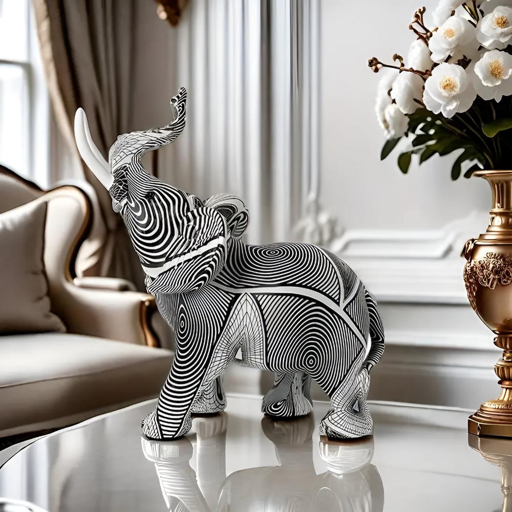 The Southern Atelier – Black & White Elephant Figurine - The Southern AtelierSKU_1754935948921_80