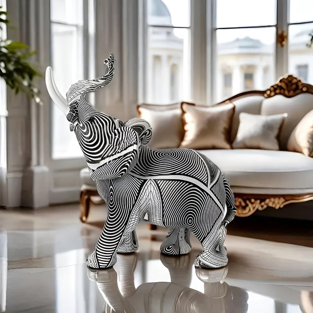 The Southern Atelier – Black & White Elephant Figurine - The Southern AtelierSKU_1754935948921_80