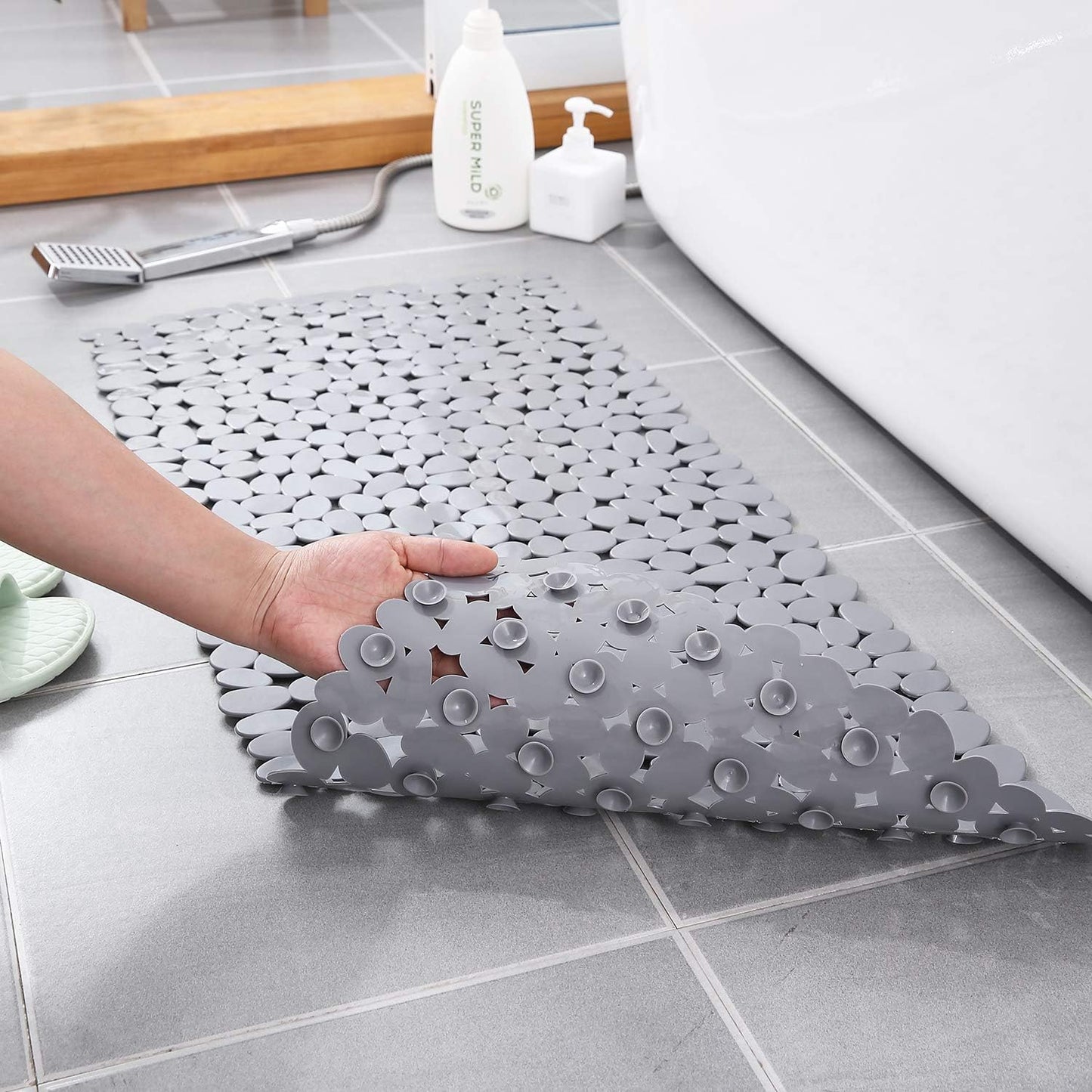 The Southern Atelier – BPA-Free Pebble Bath Mat in Soft Grey – for Serene Spaces - The Southern AtelierSKU_1775909276329_867