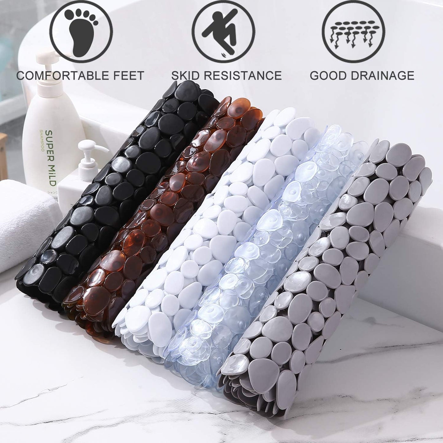 The Southern Atelier – BPA-Free Pebble Bath Mat in Soft Grey – for Serene Spaces - The Southern AtelierSKU_1775909276329_867