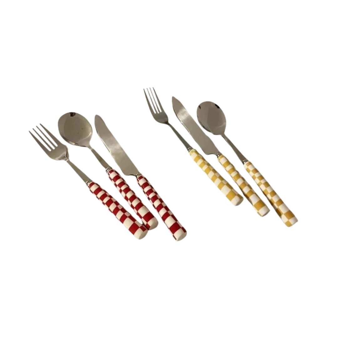 The Southern Atelier - Checkered Cutlery Set - The Southern AtelierSKU_1762349630332_616