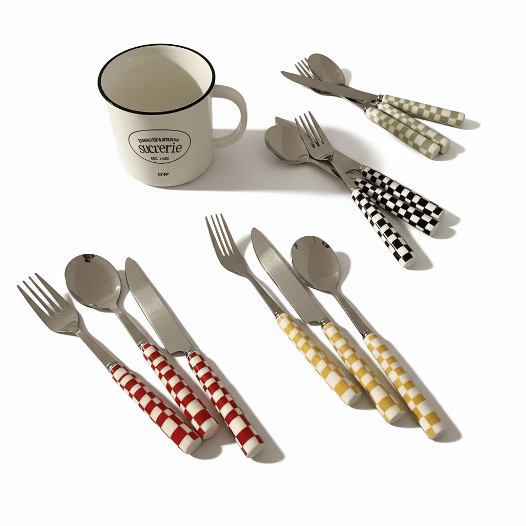 The Southern Atelier - Checkered Cutlery Set - The Southern AtelierSKU_1762349630332_683