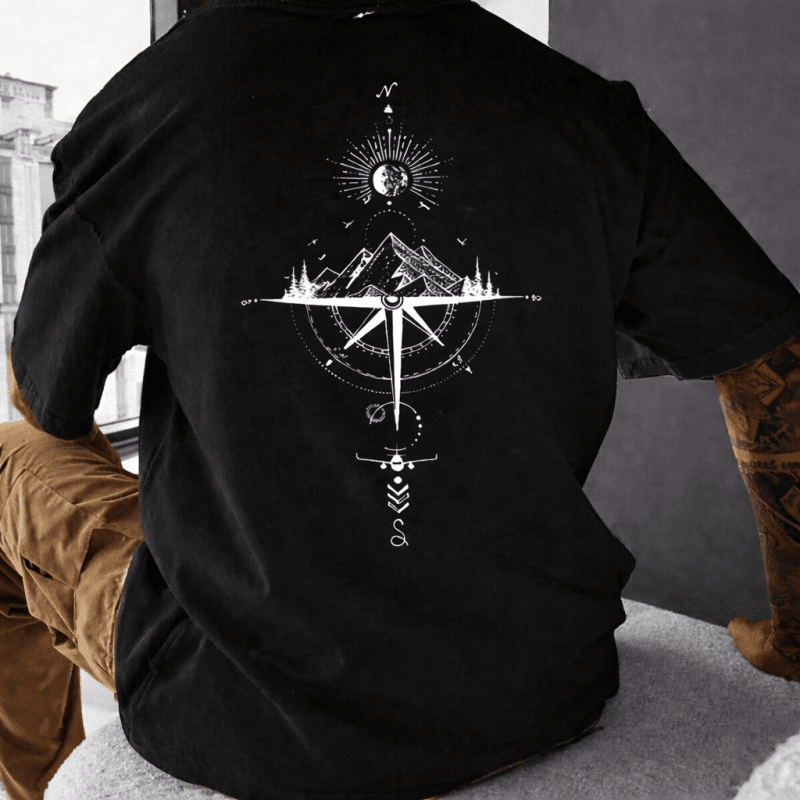The Southern Atelier - Compass Graphic T-Shirt in Soft Breathable Poly Blend for Everyday Wear - The Southern AtelierSKU_1784316897203_692