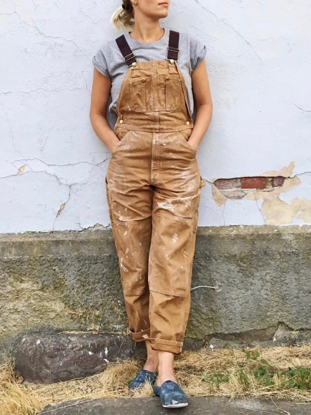 The Southern Atelier - Cotton Canvas Bib Overalls with Adjustable Straps and Reinforced Knees for Work - The Southern AtelierSKU_1786566298970_608