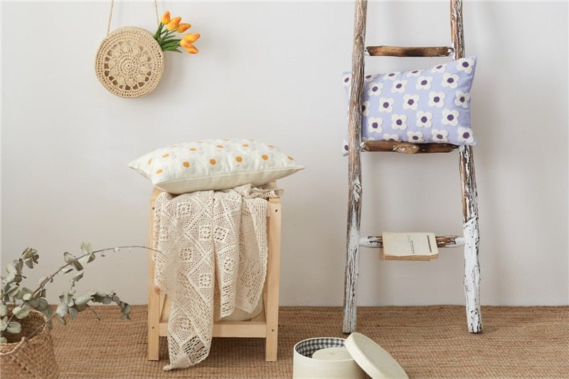 The Southern Atelier – Daisy Embroidered Cushion Cover - The Southern AtelierSKU_1755802933308_374