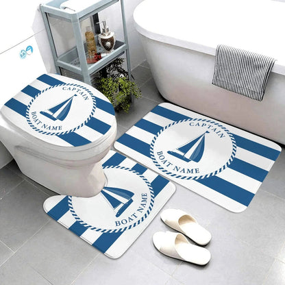 The Southern Atelier – Dark Blue Nautical Series 3-Piece Bathroom Mat Set | Coastal Comfort with Sculptural Elegance - The Southern AtelierSKU_1775909486451_263