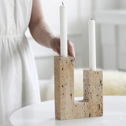 The Southern Atelier – Dual Travertine Candle Holder - The Southern AtelierSKU_1754935792040_756