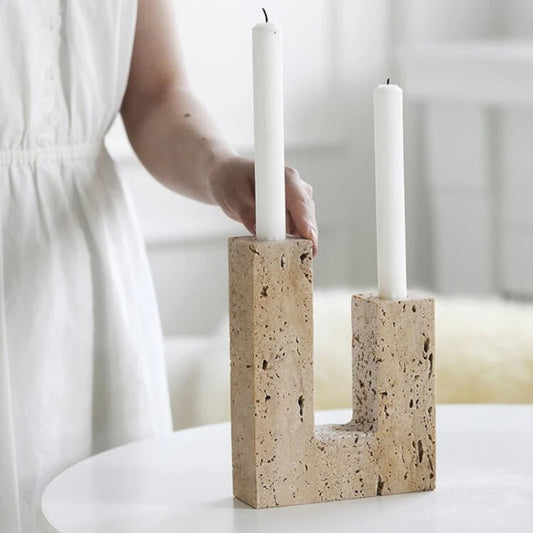 The Southern Atelier – Dual Travertine Candle Holder - The Southern AtelierSKU_1754935792040_756