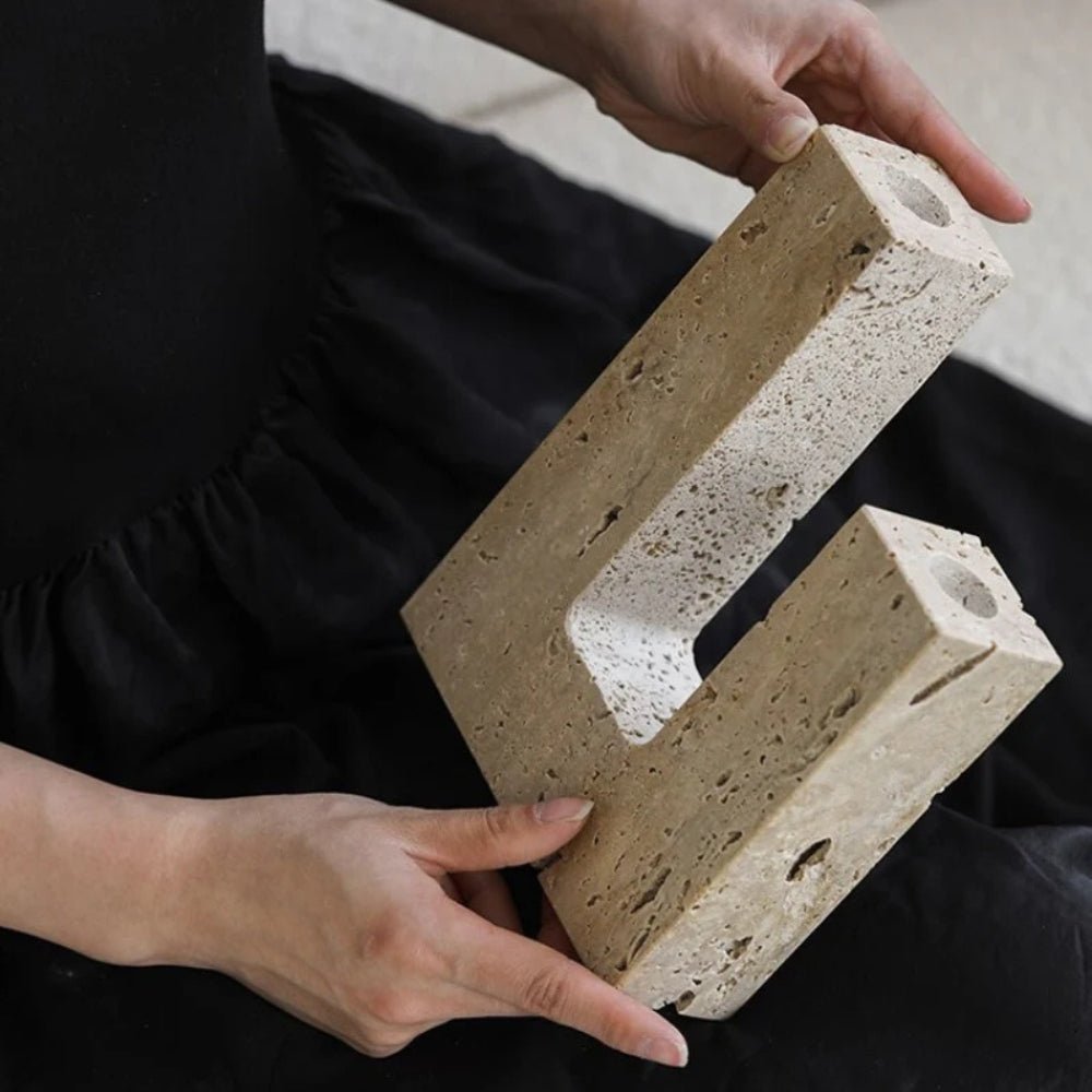 The Southern Atelier – Dual Travertine Candle Holder - The Southern AtelierSKU_1754935792040_756