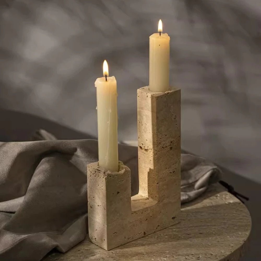 The Southern Atelier – Dual Travertine Candle Holder - The Southern AtelierSKU_1754935792040_756