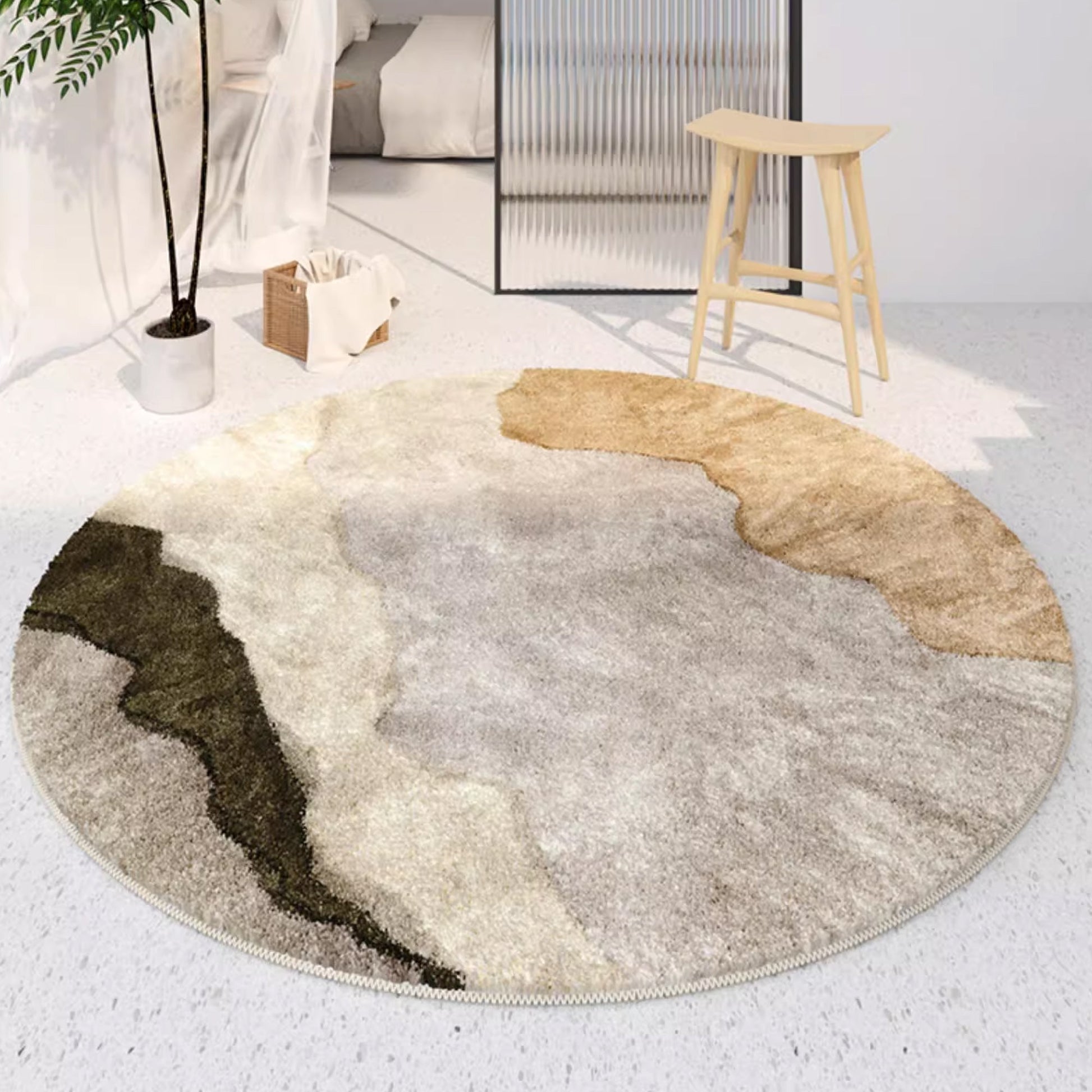 The Southern Atelier – Earthy Toned Round Rug for Contemporary Elegance - The Southern AtelierSKU_1775909440170_7