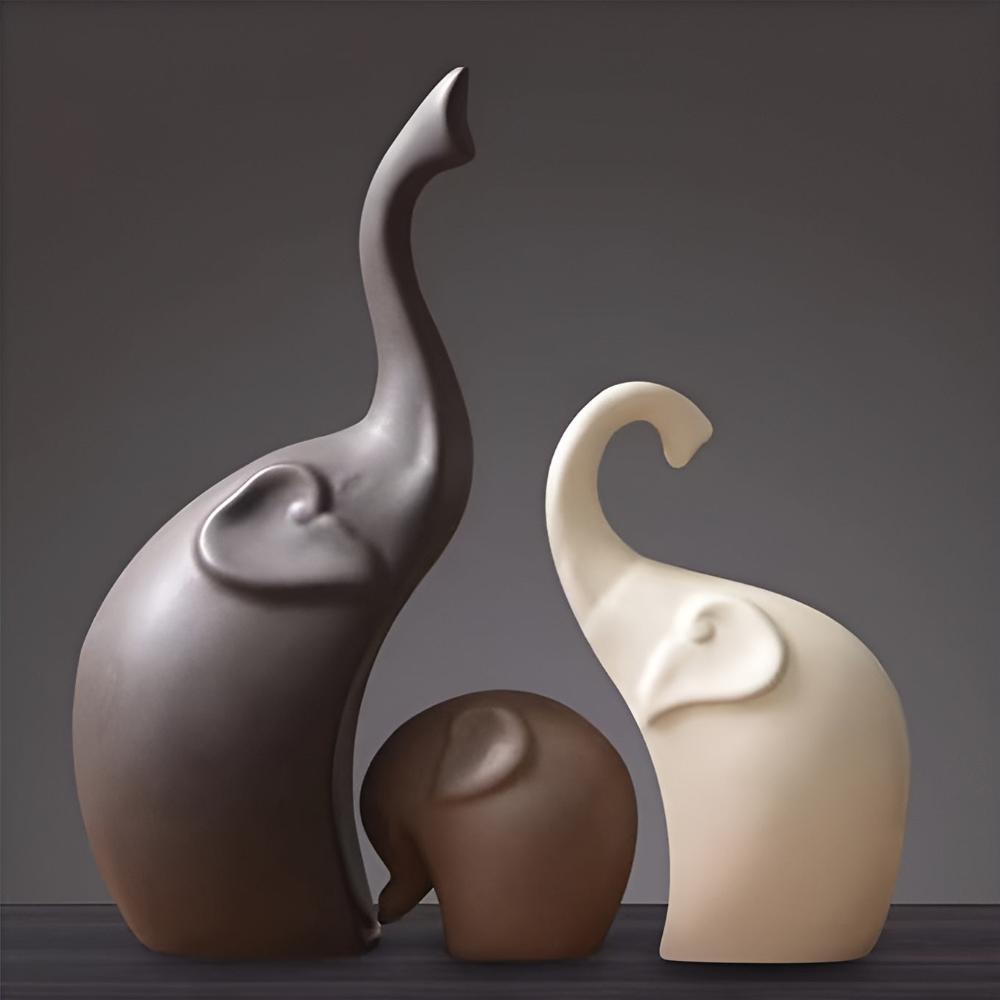 The Southern Atelier – Elegant 3 - Piece Elephant Sculptures in Polished Stone for a Stylish Display - The Southern AtelierSKU_1774883112522_563