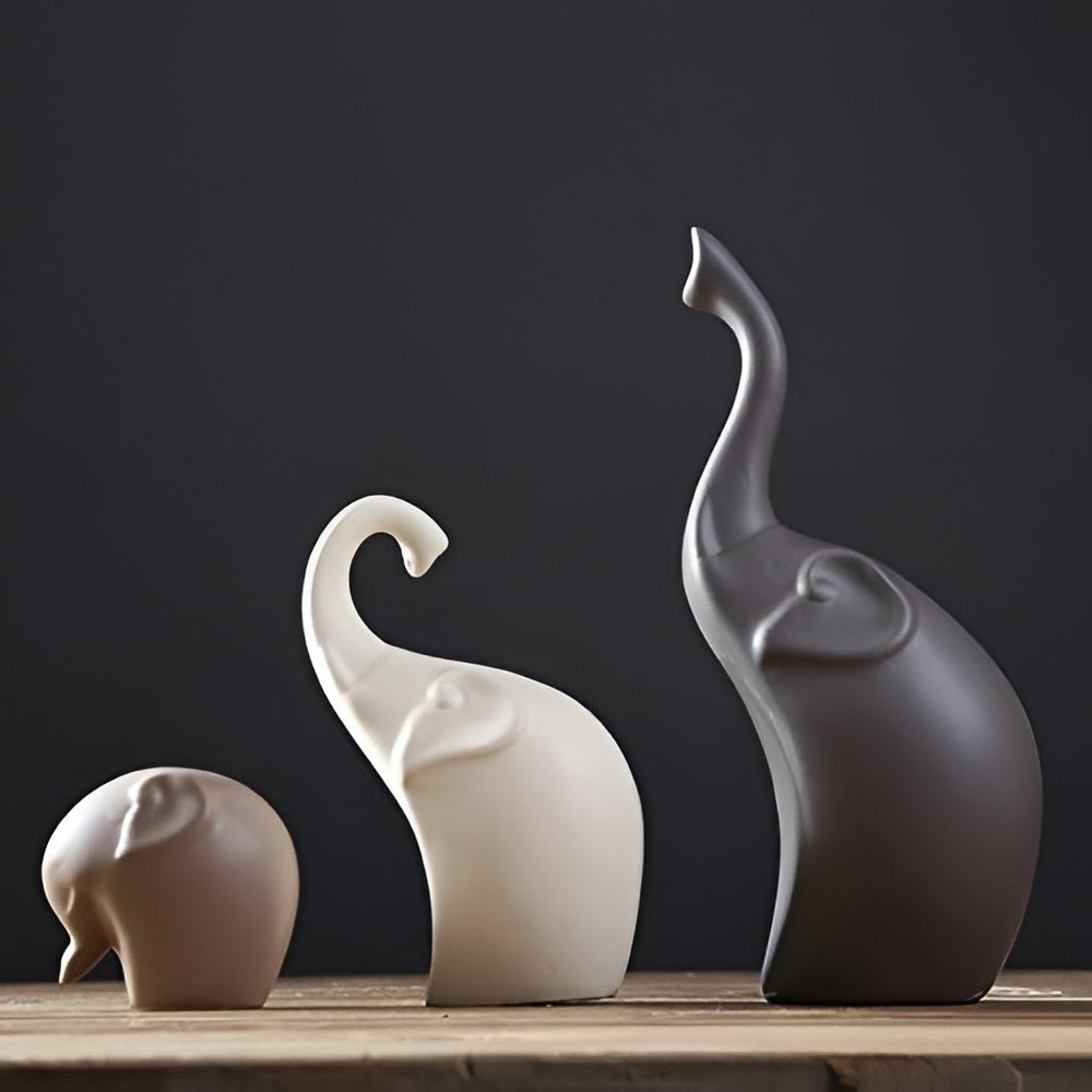 The Southern Atelier – Elegant 3 - Piece Elephant Sculptures in Polished Stone for a Stylish Display - The Southern AtelierSKU_1774883112522_563