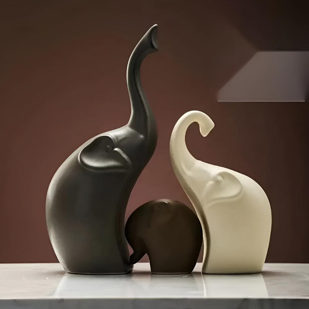 The Southern Atelier – Elegant 3 - Piece Elephant Sculptures in Polished Stone for a Stylish Display - The Southern AtelierSKU_1774883112522_563
