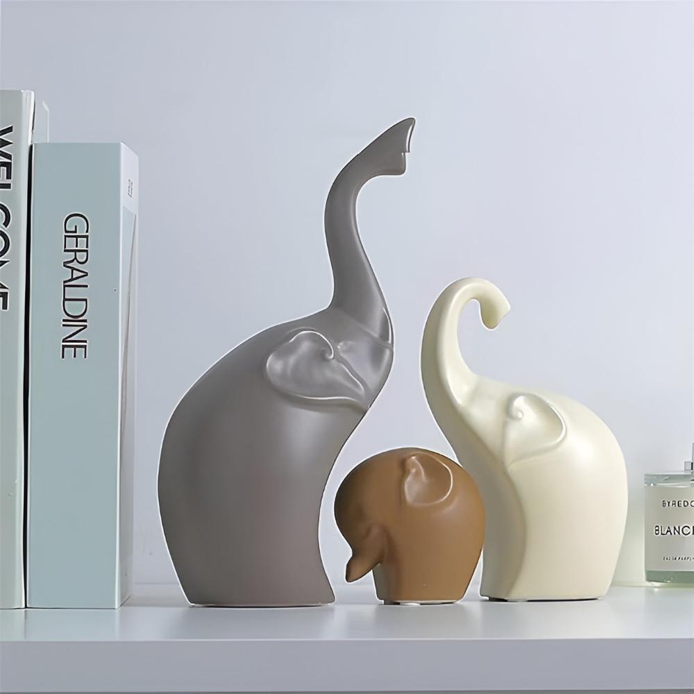 The Southern Atelier – Elegant 3 - Piece Elephant Sculptures in Polished Stone for a Stylish Display - The Southern AtelierSKU_1774883112522_563