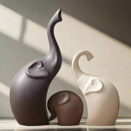 The Southern Atelier – Elegant 3 - Piece Elephant Sculptures in Polished Stone for a Stylish Display - The Southern AtelierSKU_1774883112522_563