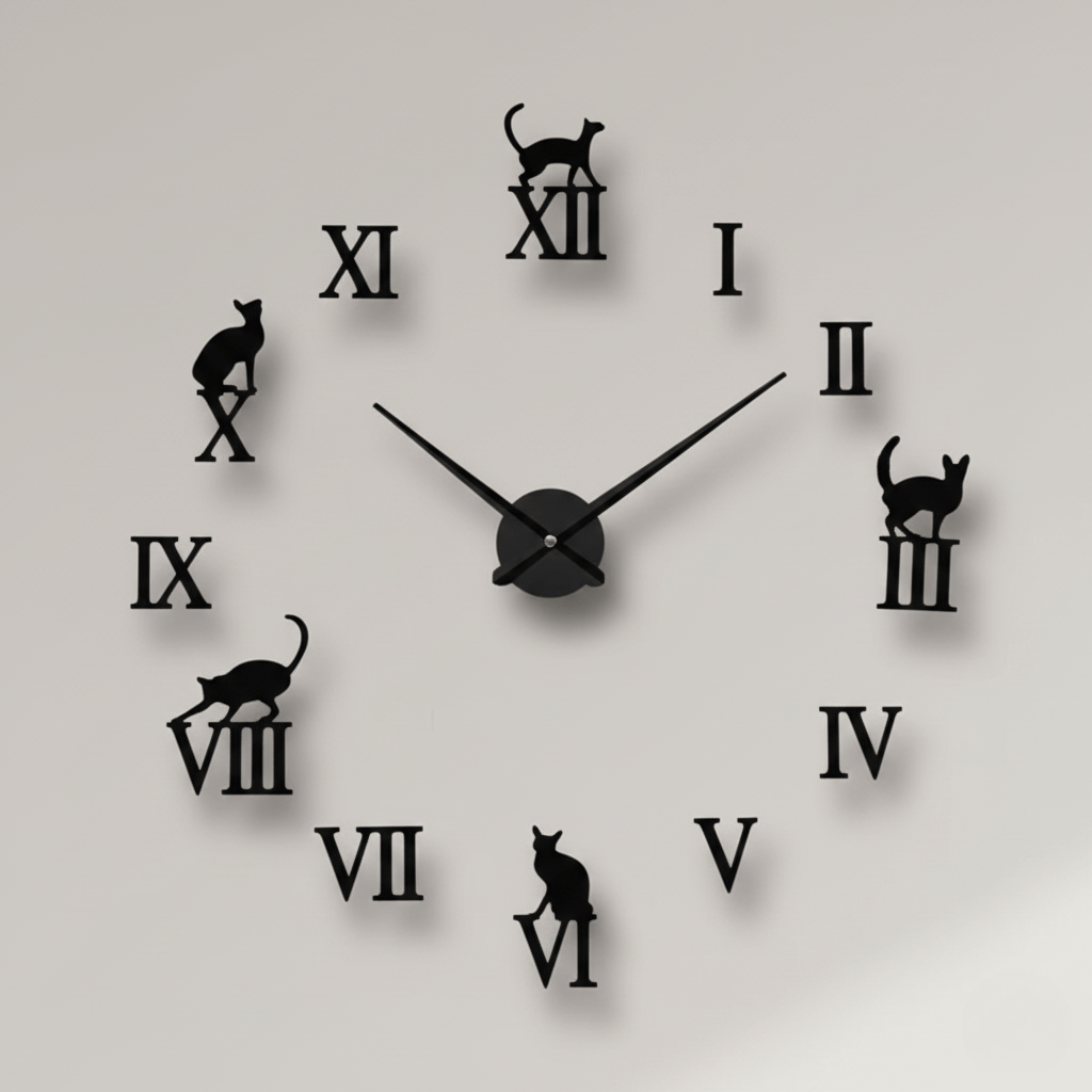 The Southern Atelier – Elegant 3D DIY Cat Wall Clock in Chic Design for a Calm Living Space - The Southern AtelierSKU_1763119491423_58