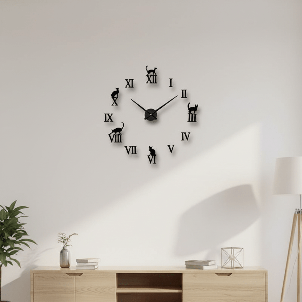 The Southern Atelier – Elegant 3D DIY Cat Wall Clock in Chic Design for a Calm Living Space - The Southern AtelierSKU_1763119491423_58