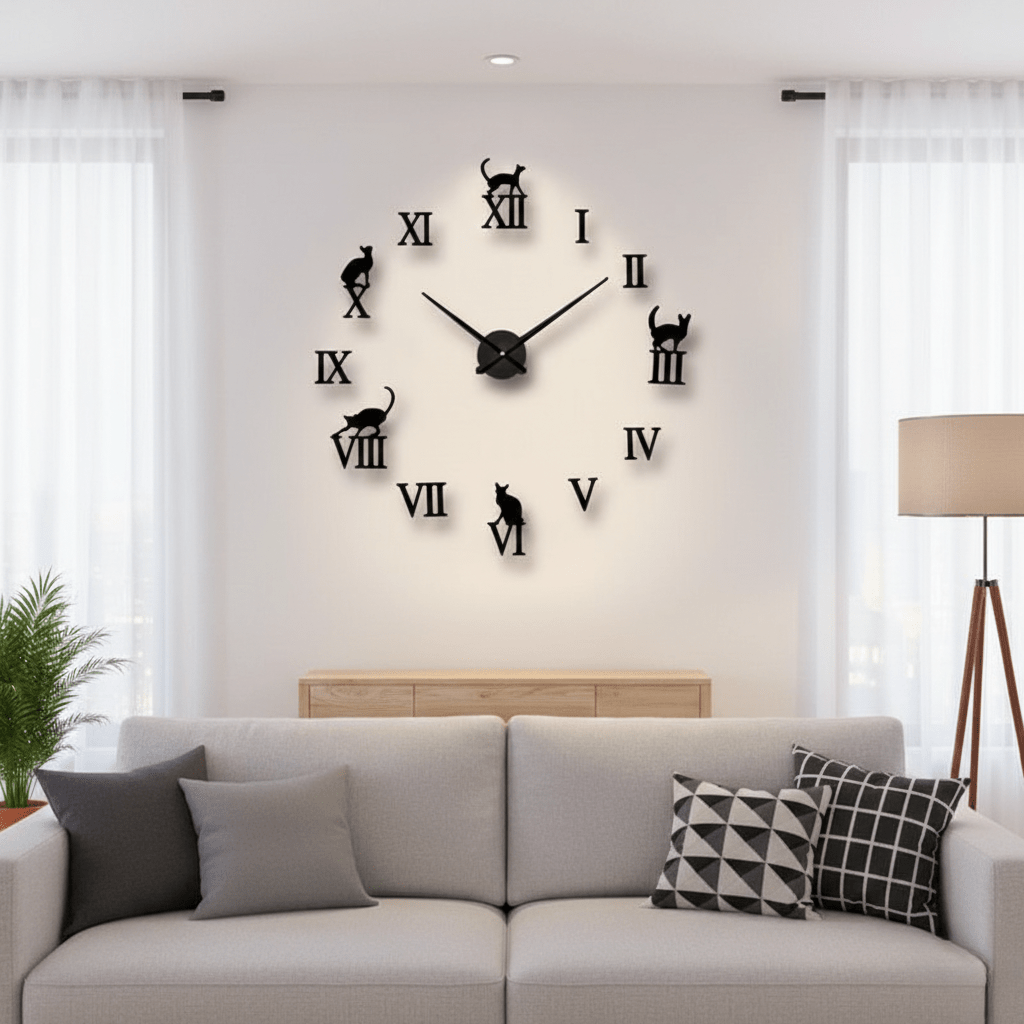 The Southern Atelier – Elegant 3D DIY Cat Wall Clock in Chic Design for a Calm Living Space - The Southern AtelierSKU_1763119491423_851