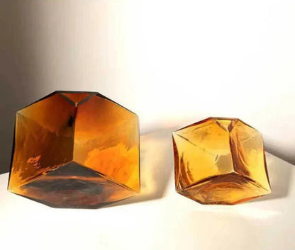 The Southern Atelier – Elegant Amber Glass Cube Vase for Chic Living Spaces, with Timeless Charm - The Southern AtelierSKU_1765807383465_258