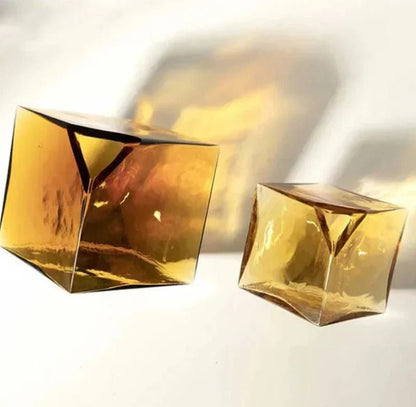 The Southern Atelier – Elegant Amber Glass Cube Vase for Chic Living Spaces, with Timeless Charm - The Southern AtelierSKU_1765807383465_258