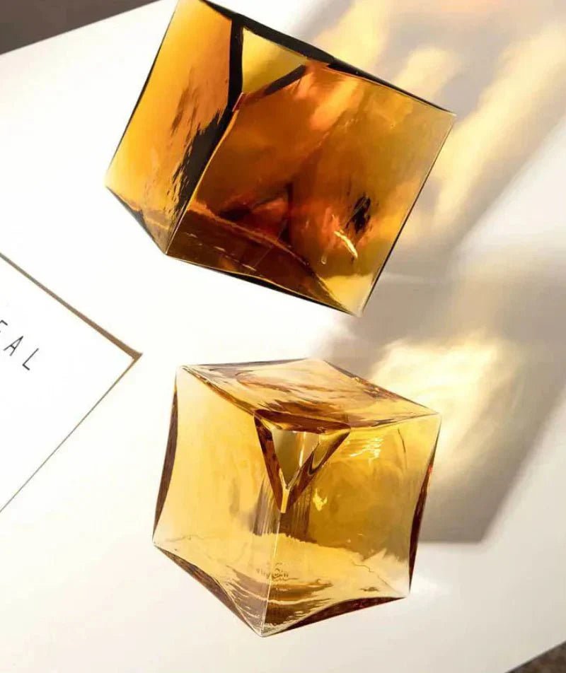 The Southern Atelier – Elegant Amber Glass Cube Vase for Chic Living Spaces, with Timeless Charm - The Southern AtelierSKU_1765807383465_258