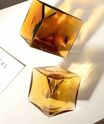 The Southern Atelier – Elegant Amber Glass Cube Vase for Chic Living Spaces, with Timeless Charm - The Southern AtelierSKU_1765807383465_258
