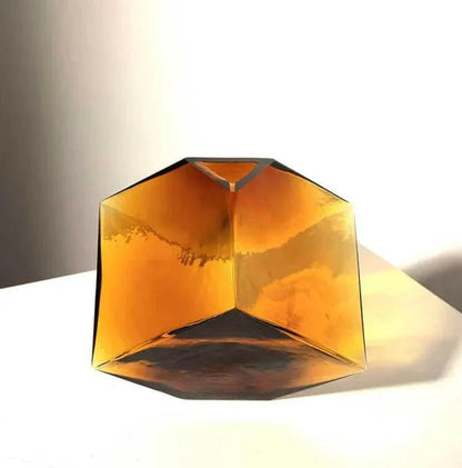The Southern Atelier – Elegant Amber Glass Cube Vase for Chic Living Spaces, with Timeless Charm - The Southern AtelierSKU_1765807383465_258