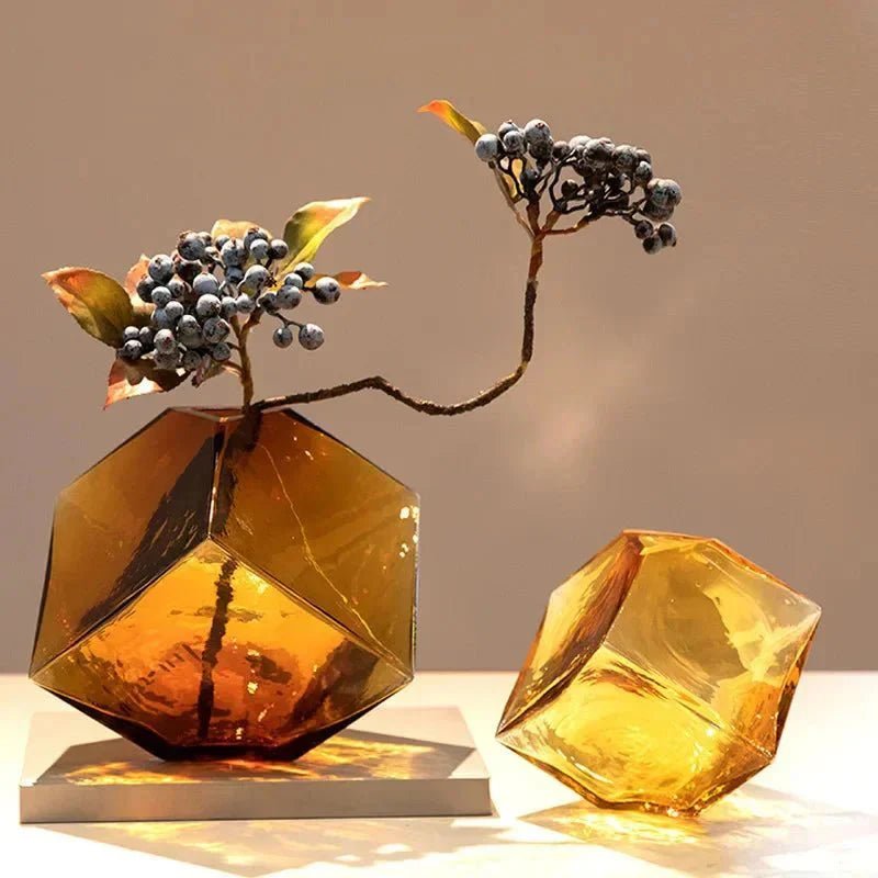 The Southern Atelier – Elegant Amber Glass Cube Vase for Chic Living Spaces, with Timeless Charm - The Southern AtelierSKU_1765807383465_258